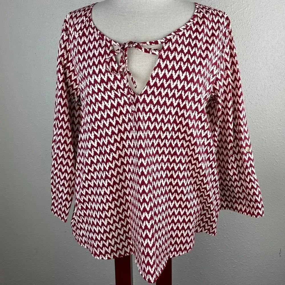 NWT Isabella’s Closet Red & Cream Blouse Top